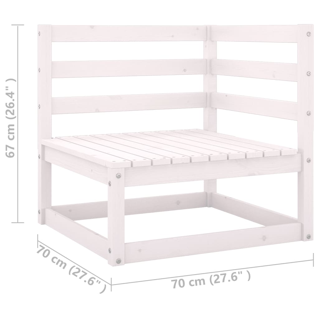 10-tlg. Garten-Lounge-Set mit Kissen Weiss Massivholz Kiefer